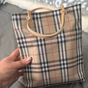 Burberry Beige and Black Check Tote